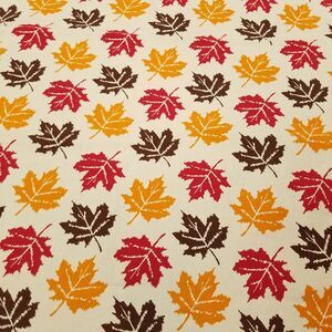 Fall Autumn Leaves Table Cloth 66" x 51" Beige Brown Red Yellow 100% Cotton